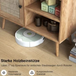 Sideboard Schrank aus Holz Kommode mit 4 Fächern & 2 Türen Anrichteschrank Rattan