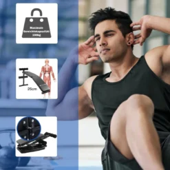 Sit Up Bank Klappbare Trainingsbank Schrägbank höhenverstellbar bis zur 100kg Schwarz