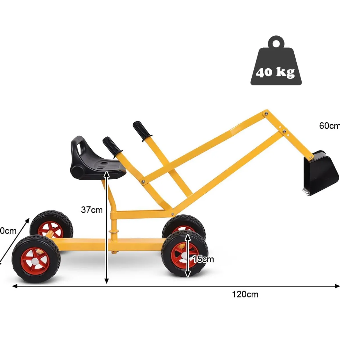 Sitzbagger mit 360° Drehbarem Sitz Bagger Spielzeug auf Rollen