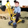 Sitzbagger mit Schaufel Kinderbagger aus Metall Sandbagger zum Aufsitzen für Kinder ab 3 J. Gelb