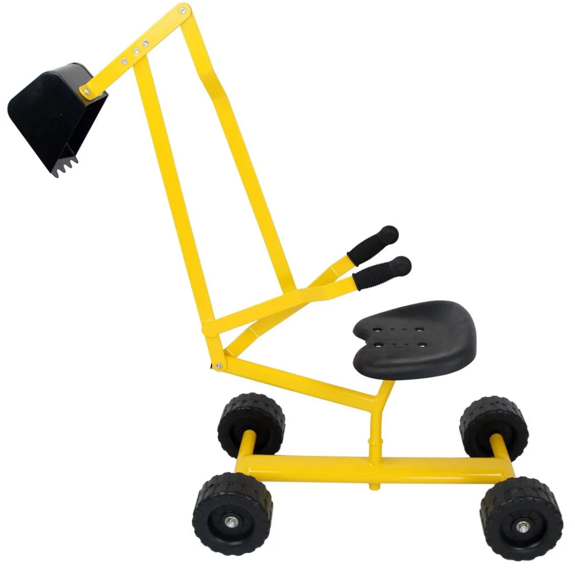 Sitzbagger mit Schaufel Kinderbagger aus Metall Sandbagger zum Aufsitzen für Kinder ab 3 J. Gelb