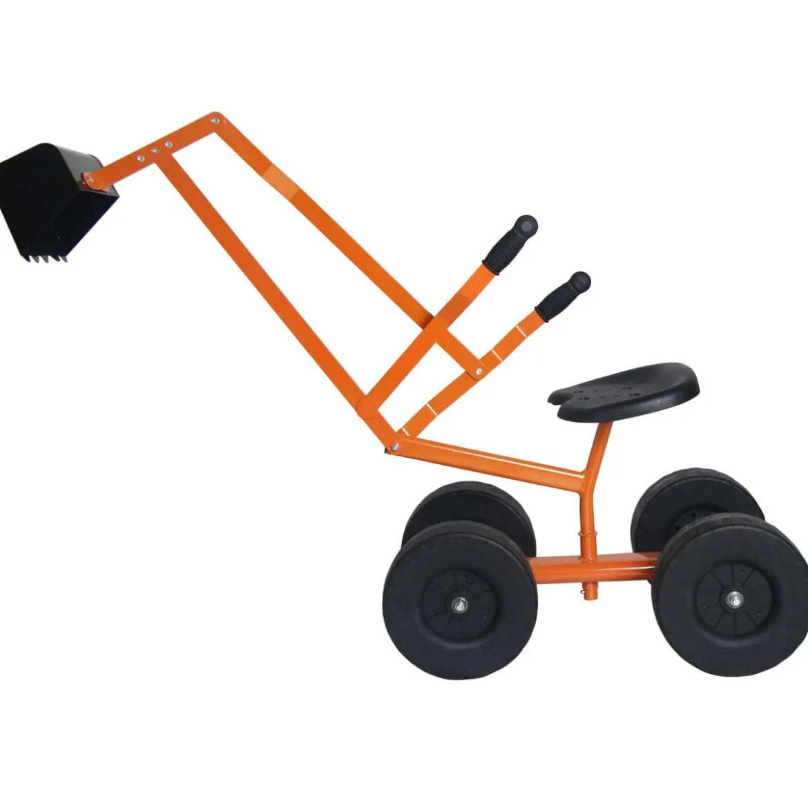Sitzbagger mit Schaufel Kinderbagger aus Metall Sandbagger zum Aufsitzen für Kinder ab 3 J. Orange