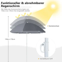 2-Sitzer Campingstuhl mit Sonnenschirm Klappbarer Angelstuhl mit Tragetasche Faltstuhl