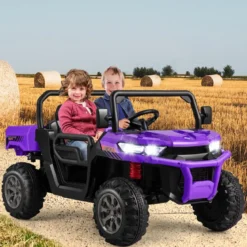 2 Sitzer Elektroauto mit Automatische Ladefläche & Musik & Scheinwerfer 3-8 km/h Fernbedienung