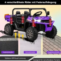 2 Sitzer Elektroauto mit Automatische Ladefläche & Musik & Scheinwerfer 3-8 km/h Fernbedienung