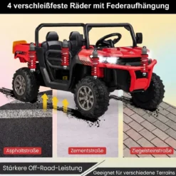 2 Sitzer Elektroauto mit Automatische Ladefläche & Musik & Scheinwerfer 3-8 km/h Fernbedienung