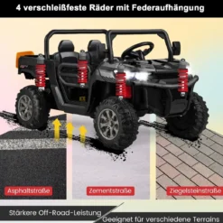 2 Sitzer Elektroauto mit Automatische Ladefläche & Musik & Scheinwerfer 3-8 km/h Fernbedienung