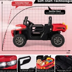 2 Sitzer Elektroauto mit Automatische Ladefläche & Musik & Scheinwerfer 3-8 km/h Fernbedienung