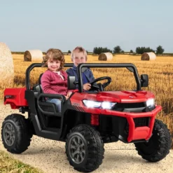 2 Sitzer Elektroauto mit Automatische Ladefläche & Musik & Scheinwerfer 3-8 km/h Fernbedienung