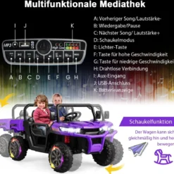 2 Sitzer Elektroauto mit Automatische Ladefläche & Musik & Scheinwerfer 3-8 km/h Fernbedienung