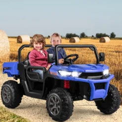 2 Sitzer Elektroauto mit Automatische Ladefläche & Musik & Scheinwerfer 3-8 km/h Fernbedienung