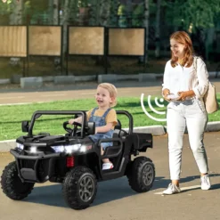 2 Sitzer Elektroauto mit Automatische Ladefläche & Musik & Scheinwerfer 3-8 km/h Fernbedienung