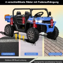 2 Sitzer Elektroauto mit Automatische Ladefläche & Musik & Scheinwerfer 3-8 km/h Fernbedienung