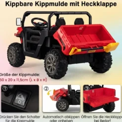 2 Sitzer Elektroauto mit Automatische Ladefläche & Musik & Scheinwerfer 3-8 km/h Fernbedienung