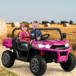 2 Sitzer Elektroauto mit Automatische Ladefläche & Musik & Scheinwerfer 3-8 km/h Fernbedienung