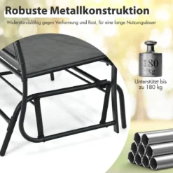 2-Sitzer Gartenbank mit Schaukelmechanismus & robustem Metallrahmen & atmungsaktivem Sitzstoff Grau