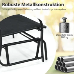 2-Sitzer Gartenbank mit Schaukelmechanismus Schaukelbank bis 180kg Belastbar Schwarz