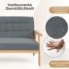 2 Sitzer Gepolstertes Sofa mit Gummiholzrahmen & Klassischem Knopfdesign 114 x 72 x 77 cm