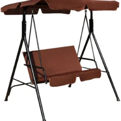 2-Sitzer Hollywoodschaukel Gartenschaukel mit Sonnendach 141 x 118 x 154 cm Braun