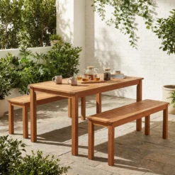 2-Sitzer Holzbank ohne Rückenlehne Gartenbank Holz Wetterfest Blumenbank 120 x 30,5 x 47 cm