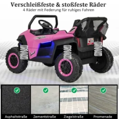 2 Sitzer Kinderauto mit 2,4G Fernbedienung 12V Kinder UTV mit Musik und Scheinwerfer 118 x 74 x 71 cm