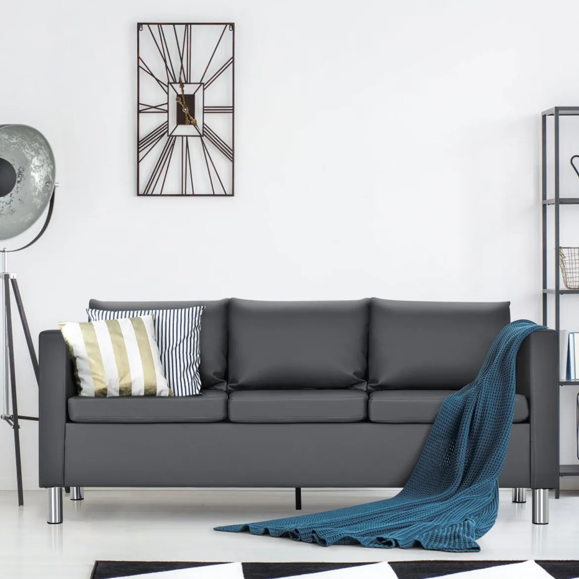 3-Sitzer Modernes Sofa Wohnzimmersofa Ecksofa Couchgarnitur Grau