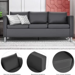 3-Sitzer Modernes Sofa Wohnzimmersofa Ecksofa Couchgarnitur Grau