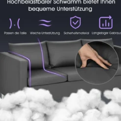 3-Sitzer Modernes Sofa Wohnzimmersofa Ecksofa Couchgarnitur Grau