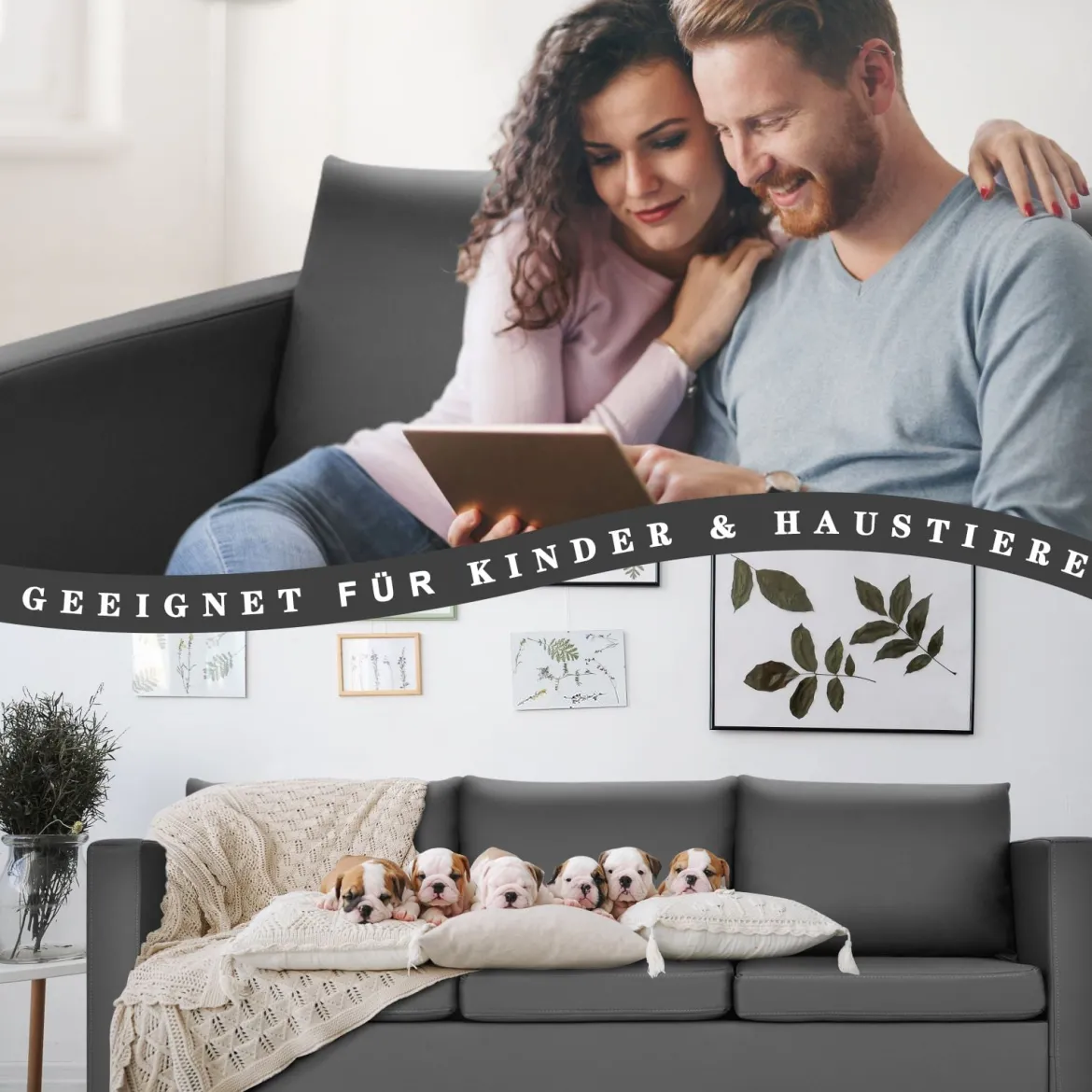 3-Sitzer Modernes Sofa Wohnzimmersofa Ecksofa Couchgarnitur Grau