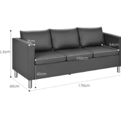 3-Sitzer Modernes Sofa Wohnzimmersofa Ecksofa Couchgarnitur Grau