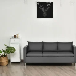 3-Sitzer Modernes Sofa Wohnzimmersofa Ecksofa Couchgarnitur Grau