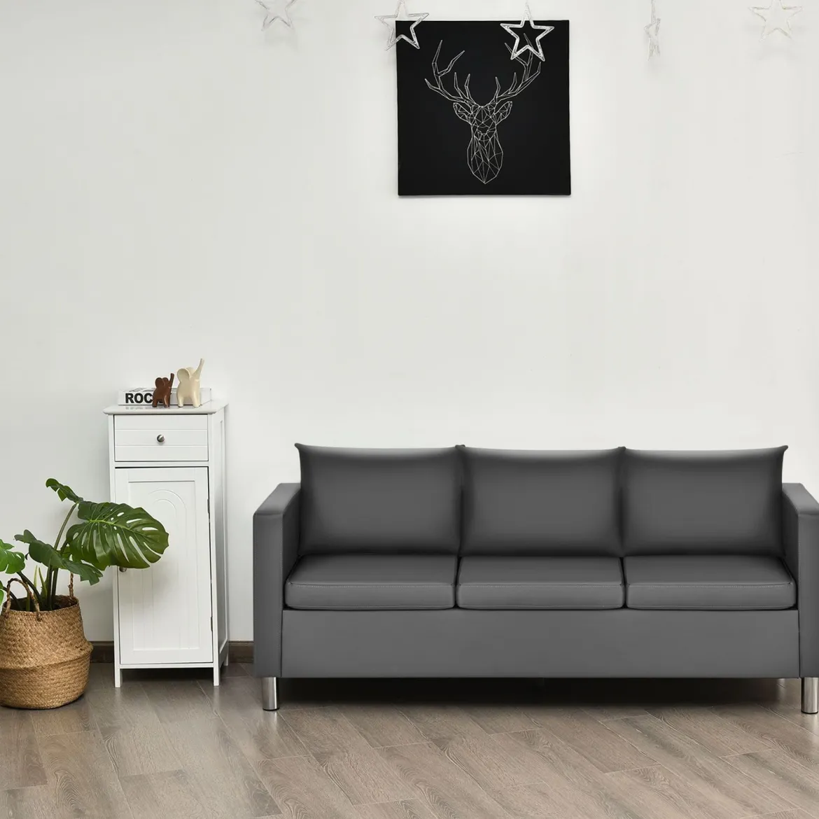 3-Sitzer Modernes Sofa Wohnzimmersofa Ecksofa Couchgarnitur Grau