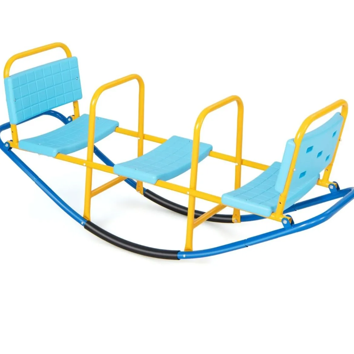 3 Sitzer Schaukelwippe Gartenwippe mit Griffen Kinder Wippe bis 100 kg Belastbar Blau