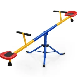 2 Sitzer Schaukelwippe Kinderwippe Metall Karussellwippe Schwenkbare Wippe 182 x 29 x 86 cm Bunt