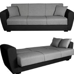3-Sitzer Schlafsofa Bettsofa mit verstecktem Stauraum Schlafcouch 233 x 84 x 80 cm Grau