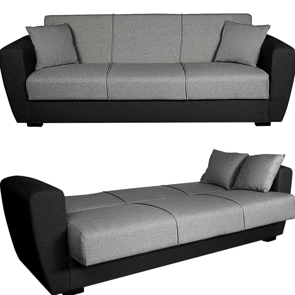 3-Sitzer Schlafsofa Bettsofa mit verstecktem Stauraum Schlafcouch 233 x 84 x 80 cm Grau