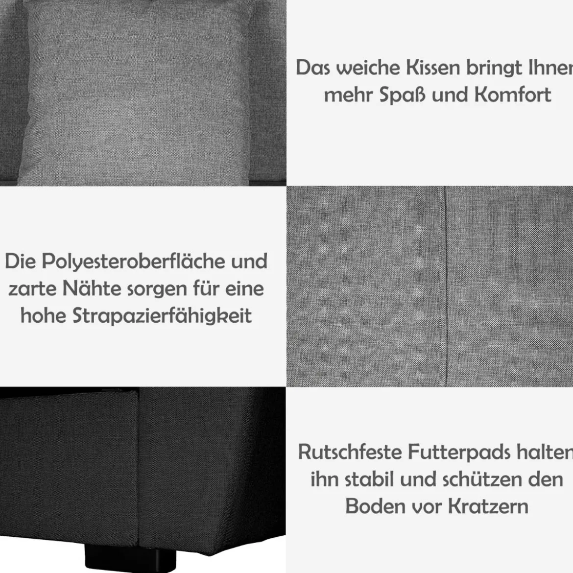 3-Sitzer Schlafsofa Bettsofa mit verstecktem Stauraum Schlafcouch 233 x 84 x 80 cm Grau