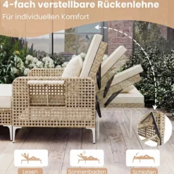 2-Sitzer-Schlafsofa Tagesbett mit Stauraum-Ottomane verstellbare Rückenlehne Beige