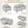 1 Sitzer Sofa / 2 Sitzer Sofa / 3 Sitzer Sofa mit USB-Anschluss und Steckdose Hellgrau