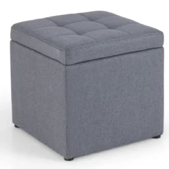 Sitzhocker mit Stauraum 40 x 40cm Fußhocker gepolstert mit Deckel Grau