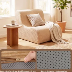 Sitzsack Sessel Geschwungenes Liegesofa Bequemer Sitzsackstuhl mit Bezug