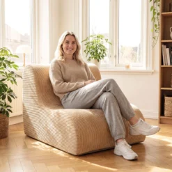 Sitzsack Sessel Geschwungenes Liegesofa Bequemer Sitzsackstuhl mit Bezug