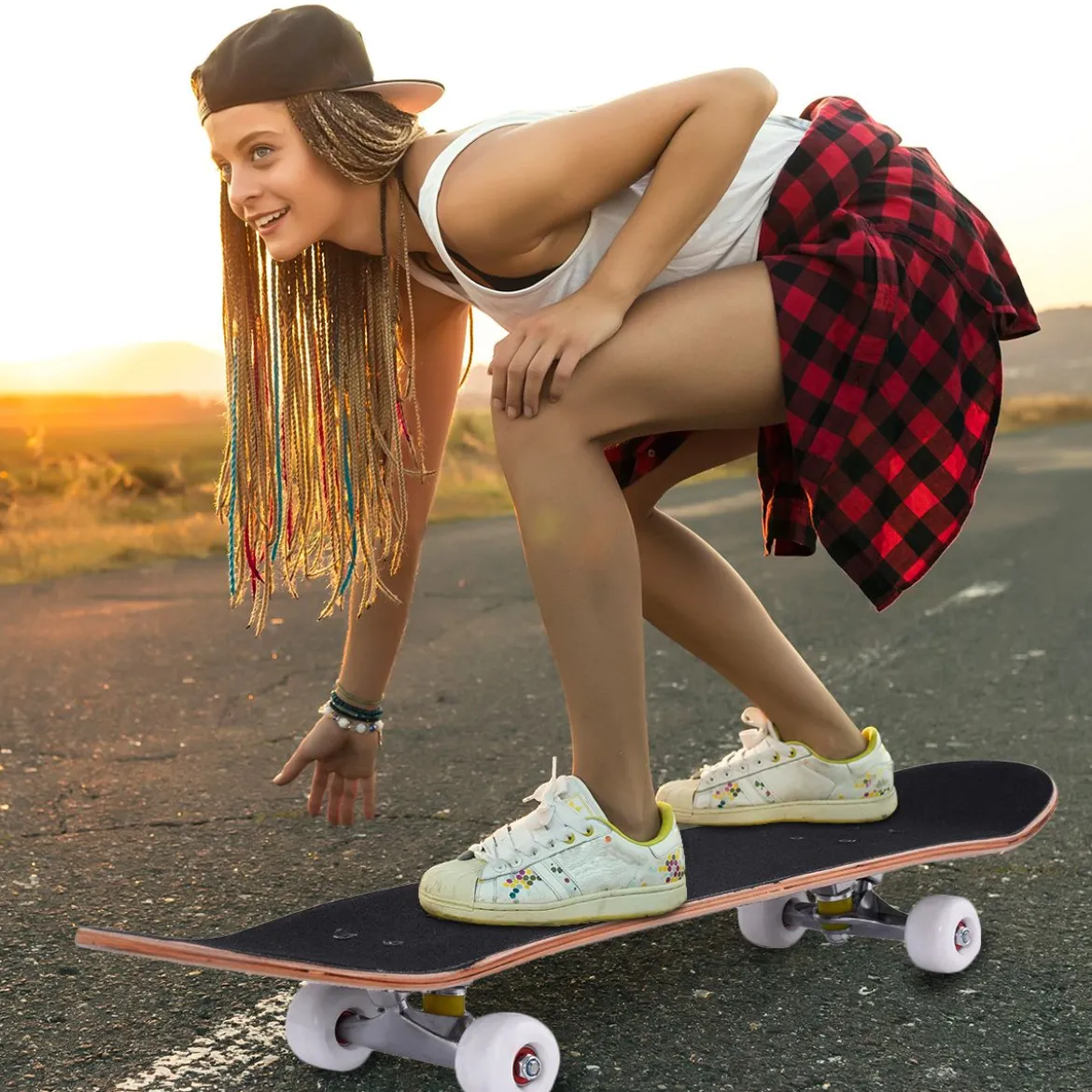 Skateboard Komplettboard Funboard Minicruiser Holzboard Longboard 20x79cm
