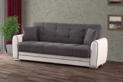 Sofa-Bett 3-Sitzer Couch mit Stauraum Multifunktionssofa Schlafsofa 220 x 85 x 91 cm Grau + Weiß