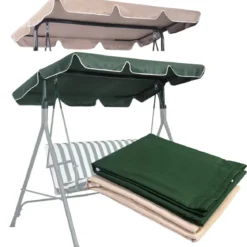 Sonnendach Ersatzdach Dachbezug für Hollywoodschaukel Beige/Grün 190.5 x 132 cm