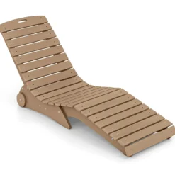 Sonnenliege aus HDPE Ergonomische Gartenliege in S Form Wetterfester Strandliege mit Rollen Braun