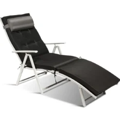 Sonnenliege Einstellbar Gartenliege Liegestuhl Relaxliege Strandliege mit Kissen Grau