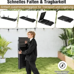 Sonnenliege klappbar Gartenliege mit 5 verstellbaren Rückenlehnen Klappliege bis 160 kg belastbar Grau