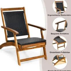 Sonnenliege Klappbar Gartenliege mit Ausziehbarer Fußteil & Ergonomischer Rückenlehne