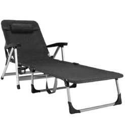 Sonnenliege klappbar Liegestuhl Gartenstuhl 134-190 x 71 x 61,5-95 cm Schwarz